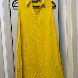 Linen Yellow-Gold Notched Collar Tunic